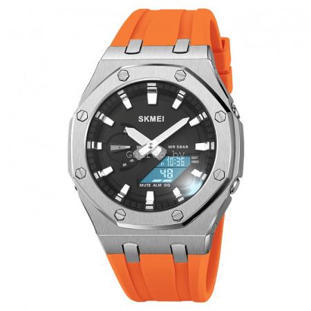 Оригинальные мужские часы Skmei 2243silver-orange_3