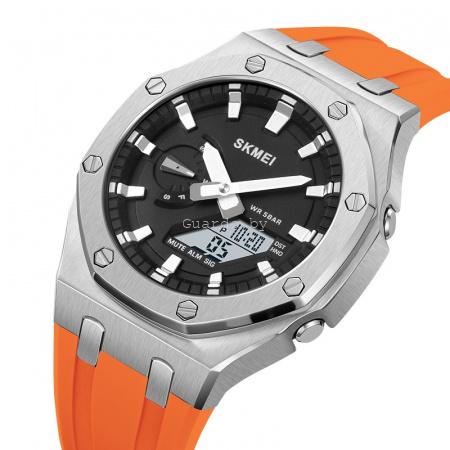 Оригинальные мужские часы Skmei 2243silver-orange_2